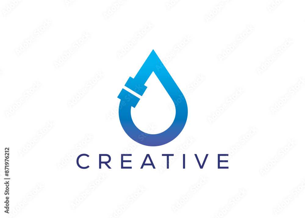 Minimal and professional drop and pipe logo design template Minimal and professional drop and pipe logo design template