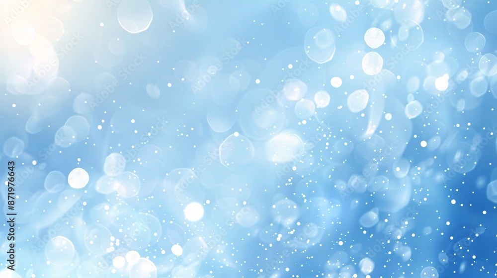 Abstract light blue background with white bokeh above. Abstract light blue background with white bokeh above.