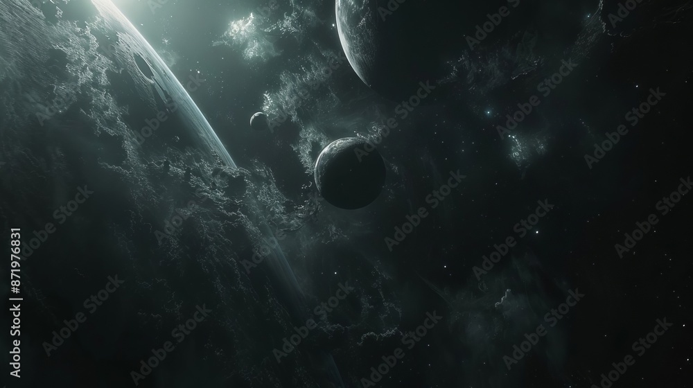 Fototapeta premium Dark deep space with giant planets in spa