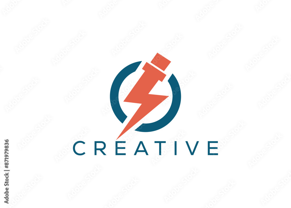 Minimal and professional thunder and pipe logo design template Minimal and professional thunder and pipe logo design template