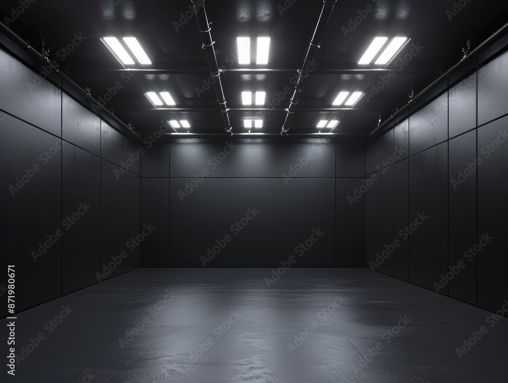 dark solid studio room with lights from above dark solid studio room with lights from above