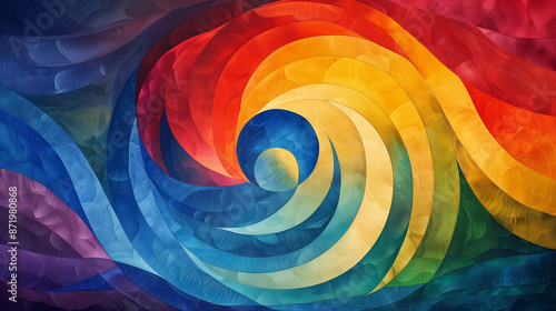 Abstract wallpaper of spirals and geometric shapes, colorful stair and ripple, abstract background