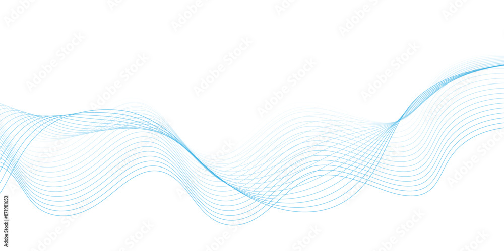 White wave curve lines banner background design. Abstract soft wave lines dynamic flowing blue light isolated background. Vector Illustration of the gray pattern of lines. stripes on white.	
