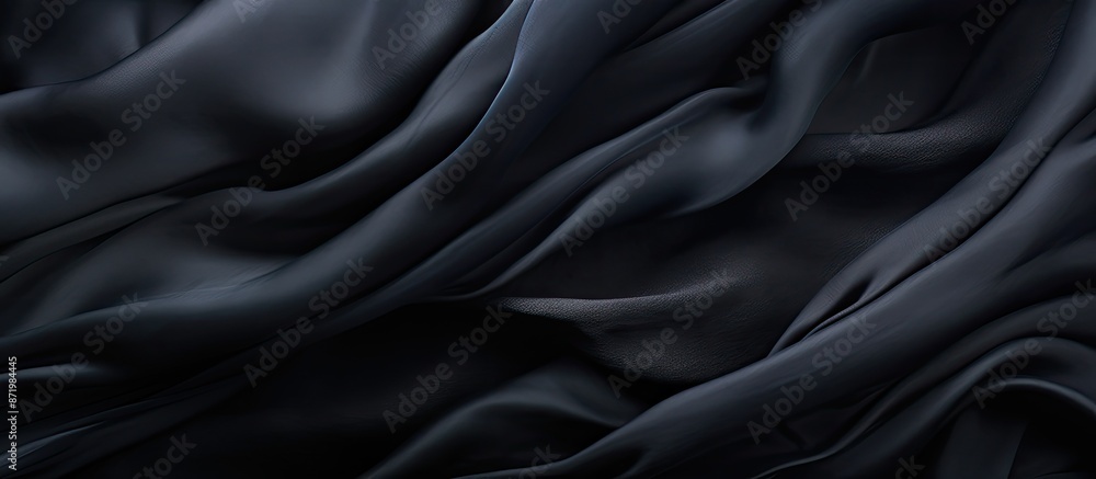 Detail of a textured black silk fabric with copy space image. Detail of a textured black silk fabric with copy space image.