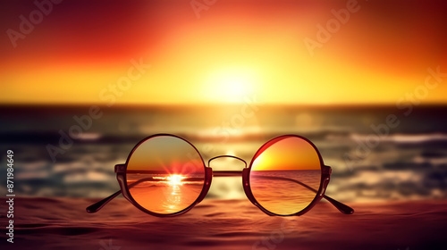 Summer holidays sunset with defocused lights vector image © Akharadat