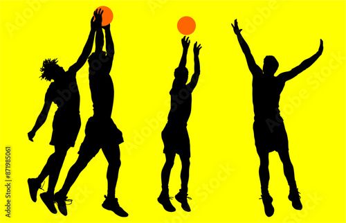 jugador de baloncesto, basketball, pegatina, vector, juego, baloncesto, siluetas, entrenamiento, deportistas