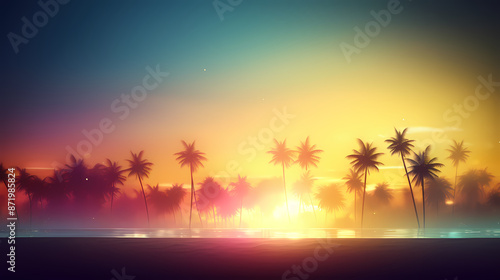 Summer holidays sunset with defocused lights vector image