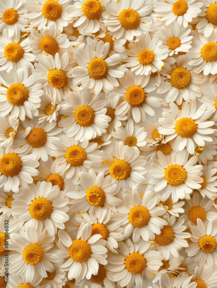 Obraz premium Chamomile blooms pattern on canvas showcases natural beauty