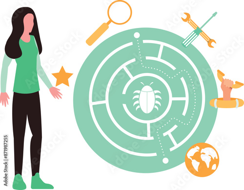 The girl is seeing a technical glitch.