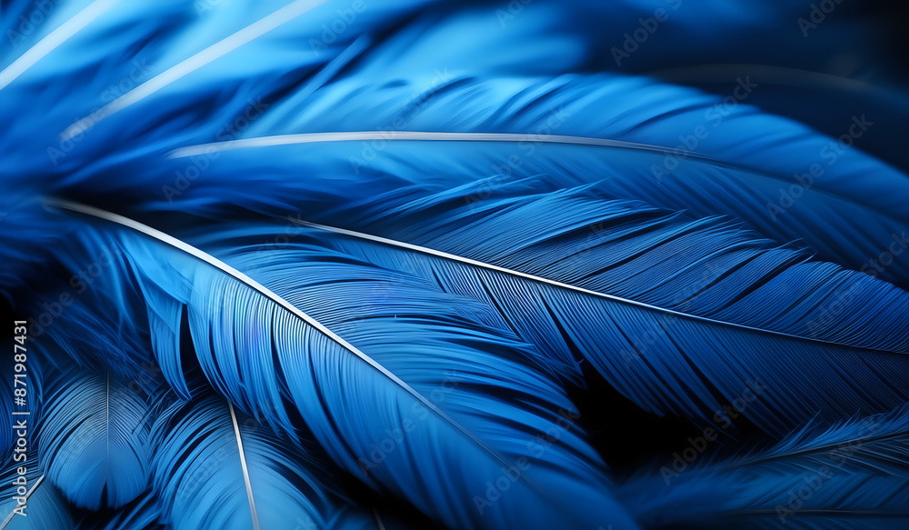 Close up of an blue feather background texture illustration. AI Generated Close up of an blue feather background texture illustration. AI Generated