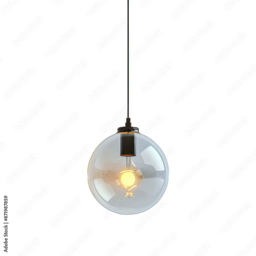 Modern spherical pendant light with clear glass shade and illuminated bulb. Perfect for contemporary home or office decor. transparent background. Modern spherical pendant light with clear glass shade and illuminated bulb. Perfect for contemporary home or office decor. transparent background.