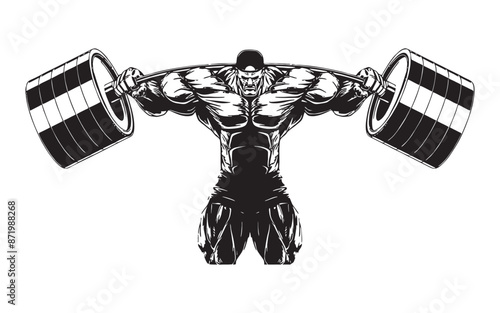 Heavy Body Builder Gym Workout Vector for T-shirts and Wall Decal Workout Athletic Gym Muscle Logo Fitness Beast Barbell Bodybuilding Healthy Wall Sticker for Gym Decor