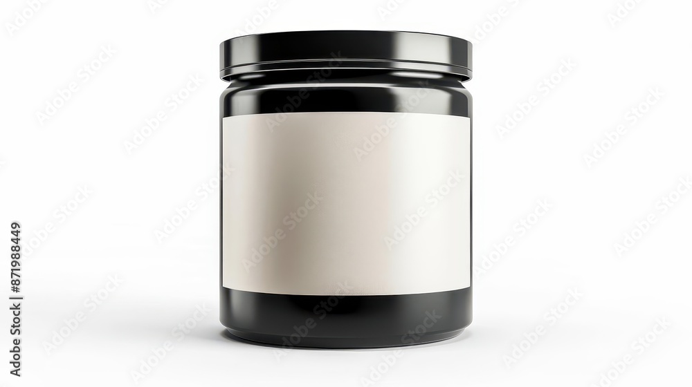 Plastic canister, blank label, high detail illustration, metallic accents, isolated on white background, Plastic canister, blank label, high detail illustration, metallic accents, isolated on white background,