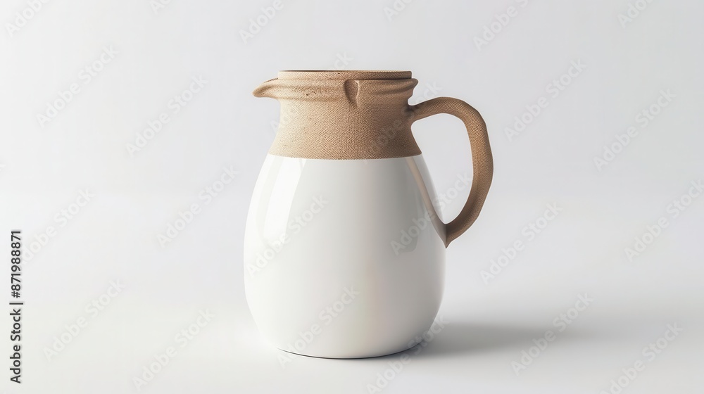 Plastic milk jug, blank label, rustic design, earthy tones, isolated on white background, Plastic milk jug, blank label, rustic design, earthy tones, isolated on white background,