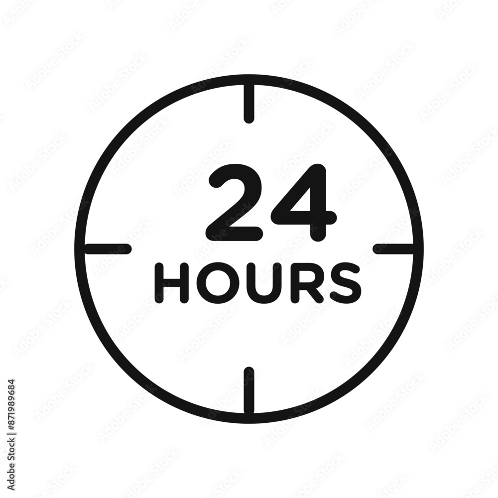 24 hours icon black and white vector sign 24 hours icon black and white vector sign