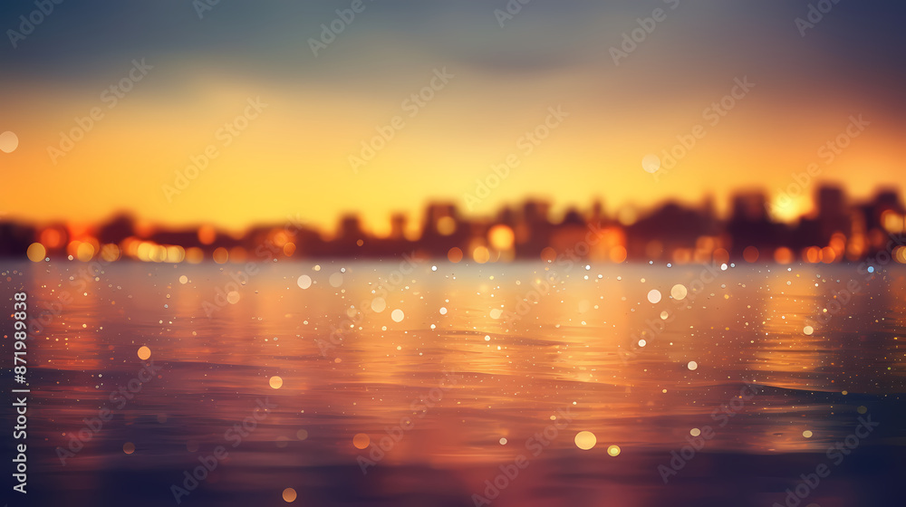 Fototapeta premium Summer holidays sunset with defocused lights vector image