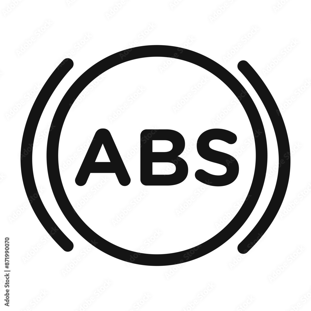 Automotive ABS icon black and white vector sign Automotive ABS icon black and white vector sign