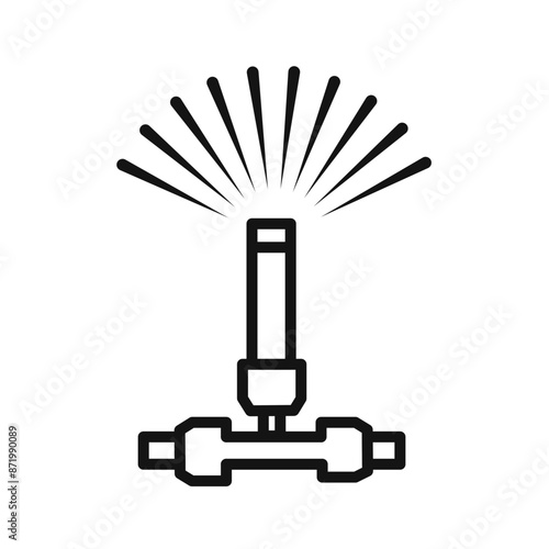 Automatic irrigation sprinklers icon black and white vector sign
