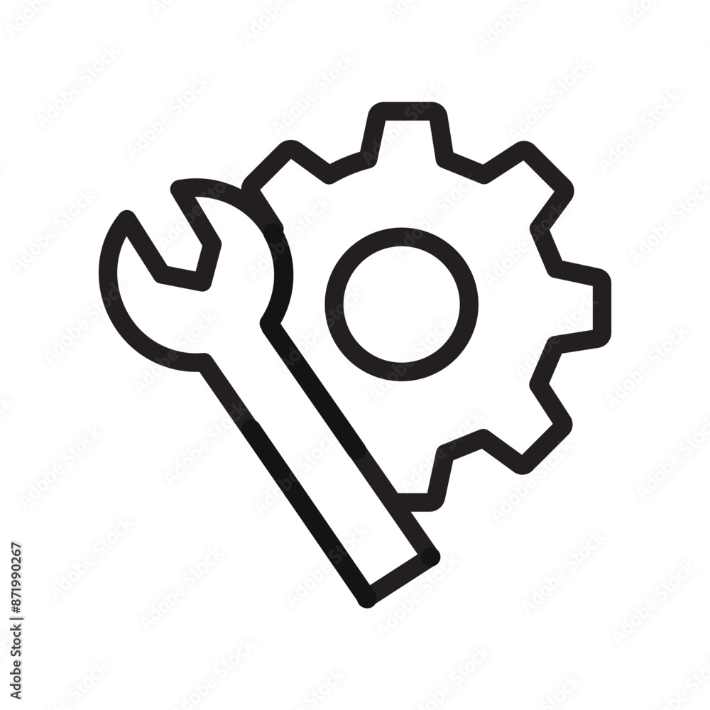 mechanic settings icon black and white vector sign mechanic settings icon black and white vector sign