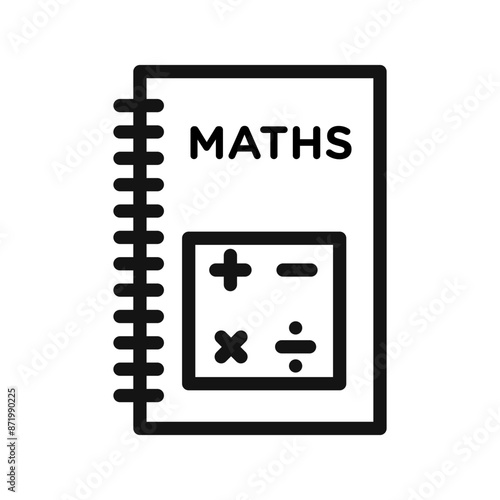 Maths book icon black and white vector sign