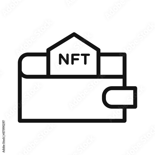 NFT wallet icon black and white vector sign