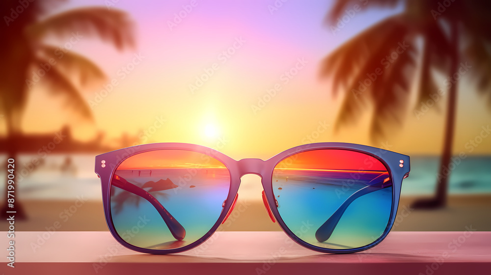 Summer holidays sunset with defocused lights vector image Summer holidays sunset with defocused lights vector image