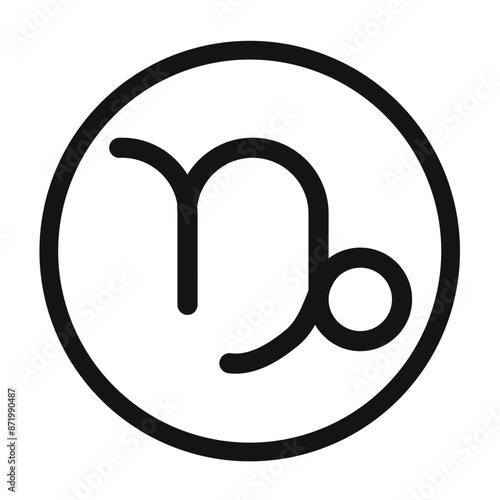Capricorn zodiac sign icon black and white vector sign