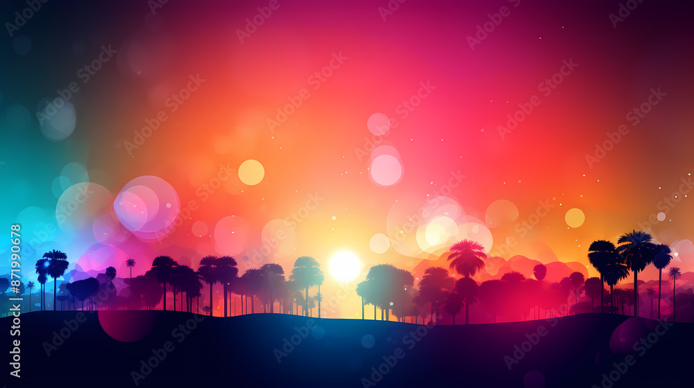 Obraz premium Summer holidays sunset with defocused lights vector image