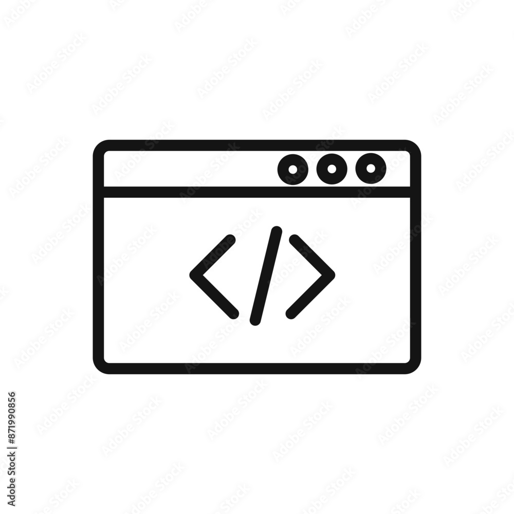 coding program icon black and white vector sign coding program icon black and white vector sign