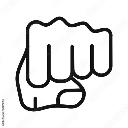 punch fist hand icon black and white vector sign