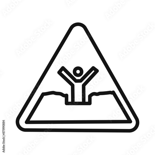 Quicksand and Mud Danger Sign icon black and white vector sign