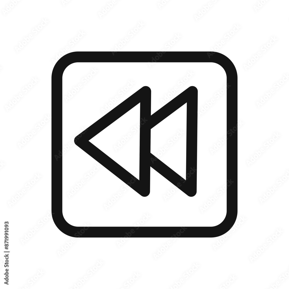 Rewind Previous Back arrow icon black and white vector sign Rewind Previous Back arrow icon black and white vector sign