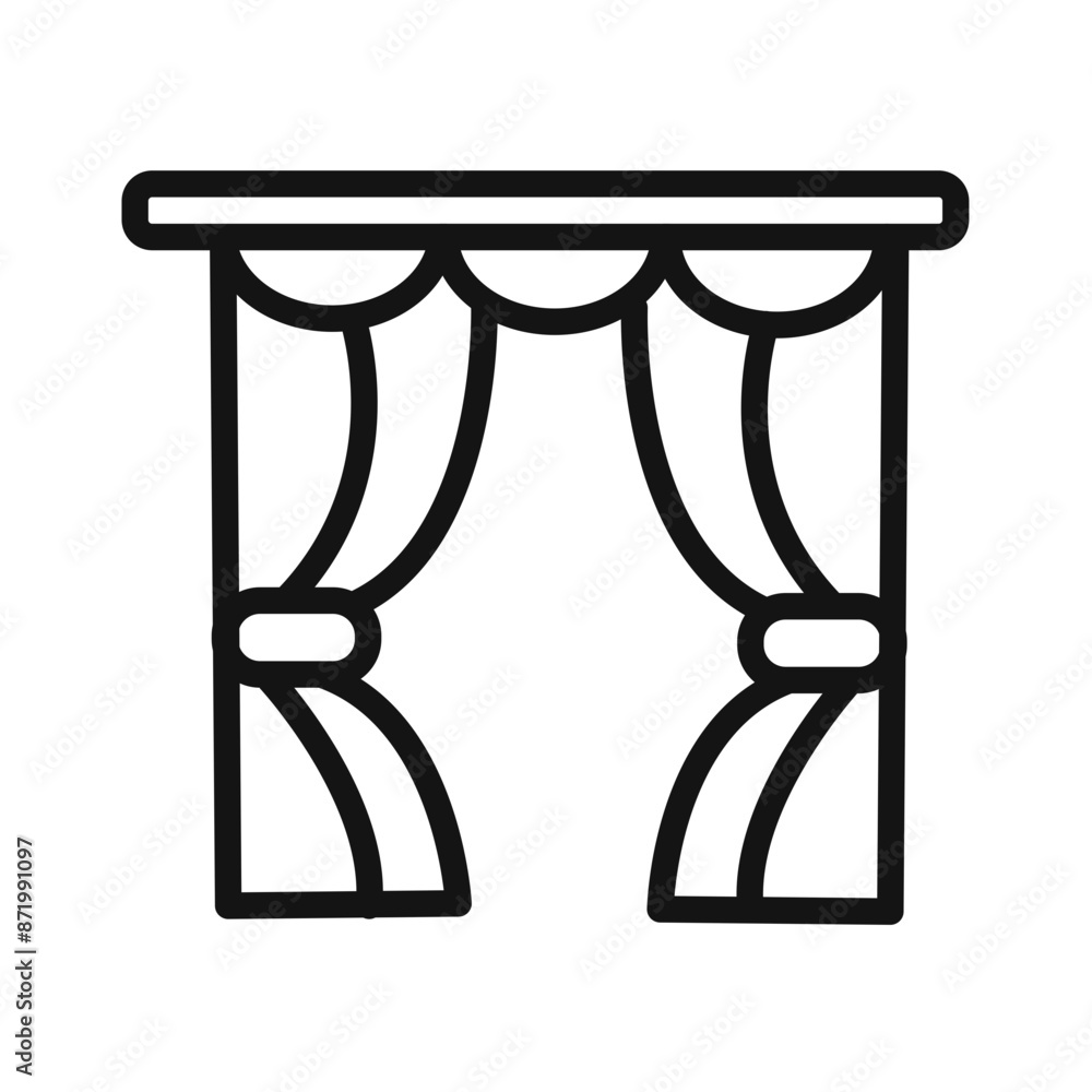 curtains icon black and white vector sign curtains icon black and white vector sign