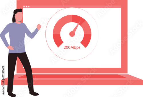 Girl watching laptop performance.