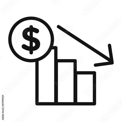 Economic Loss icon black and white vector sign