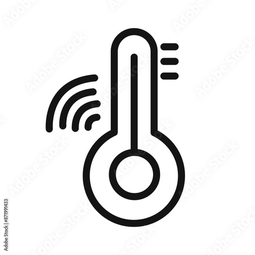 smart temperature icon black and white vector sign