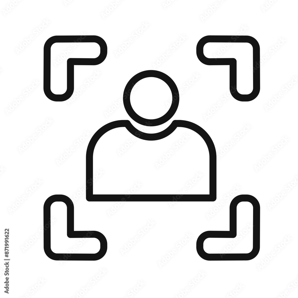 Obraz premium face detection icon black and white vector sign