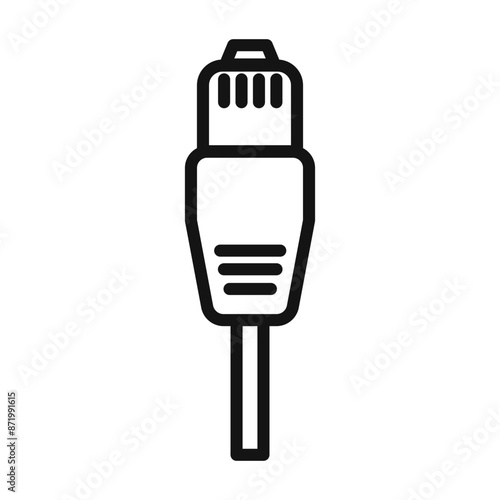 ethernet cable plug icon black and white vector sign