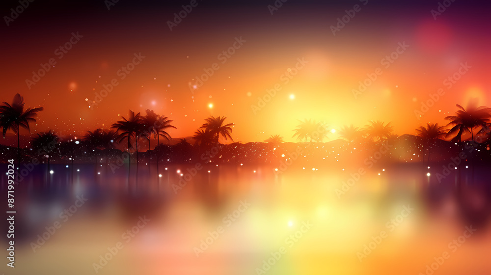 Summer holidays sunset with defocused lights vector image Summer holidays sunset with defocused lights vector image