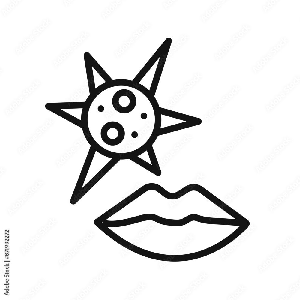 Obraz premium Herpes virus icon black and white vector sign