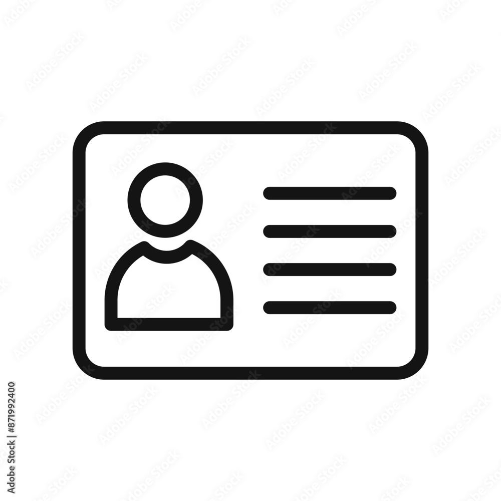 identity card icon black and white vector sign identity card icon black and white vector sign