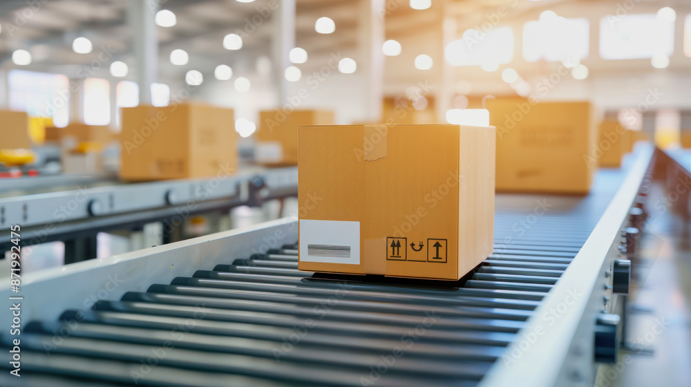 illustration of a conveyor belt of a shipping company with parcels illustration of a conveyor belt of a shipping company with parcels