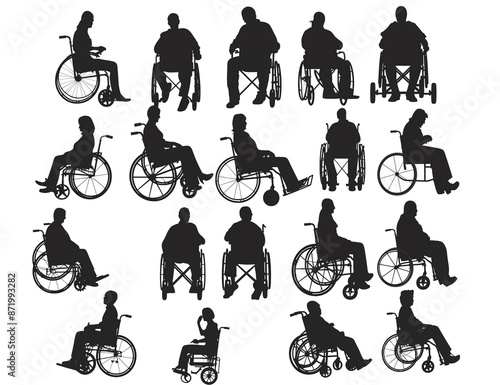 silhouettes of handicapped people in wheelchair