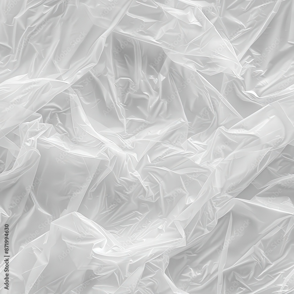 White transparent plastic fabric background, crumpled by the wind, white textured, top view White transparent plastic fabric background, crumpled by the wind, white textured, top view