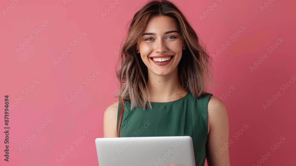 Naklejka premium The woman with a tablet