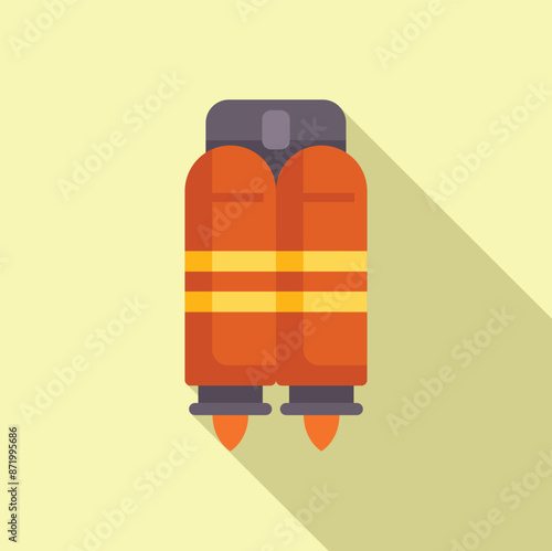 Jetpack launching with burning fuel, providing thrust for extreme air sports and personal flight