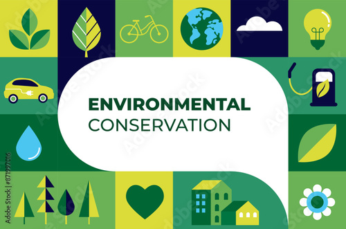 Environmental concept design. Happy Earth Day, geometric modern trendy illustrations of ecology, environmental conservation, planet Earth, green and zero waste design. Background, banner, cover and