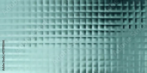 Stained metal premium rib acrylic glass sheet. Fluted door blue green blurred overlay. Wavy stripes refraction, frosted surface pattern. Embossed vertical and horizontal striped transfluent material.