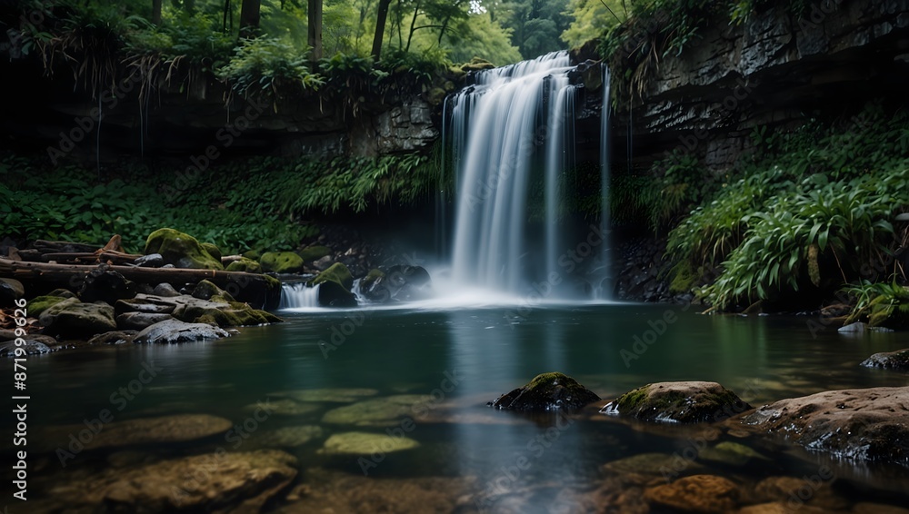 Fototapeta premium The symbolism of a waterfall as a metaphor for life's relentless flow ai_generated