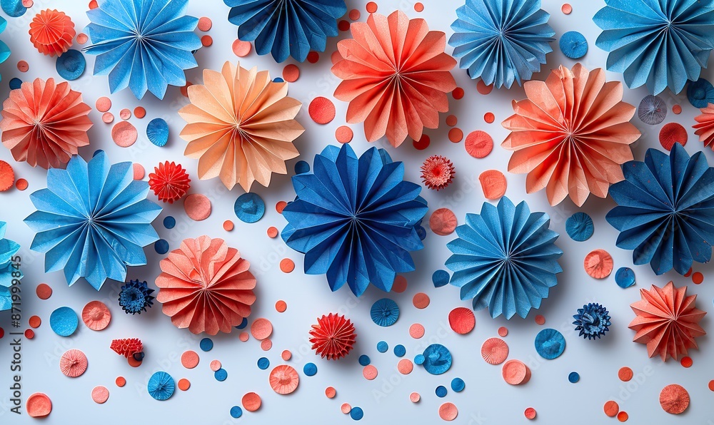 or labor day banner mockup paper fans usa isolated on white background flat lay top view copy space.image or labor day banner mockup paper fans usa isolated on white background flat lay top view copy space.image